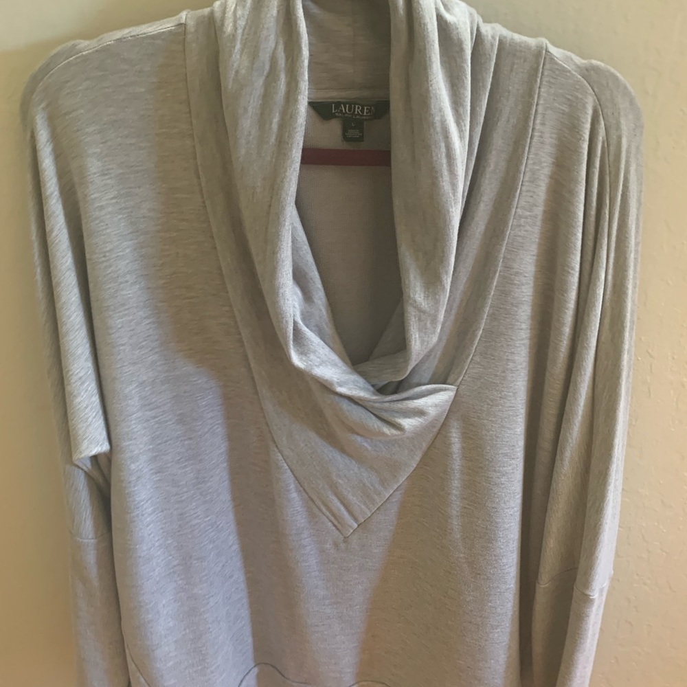 Ralph Lauren top. Grey, long, and flattering.